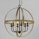 Compass 6 Light 30 inch Barn Wood and Black Single Pendant Ceiling Light