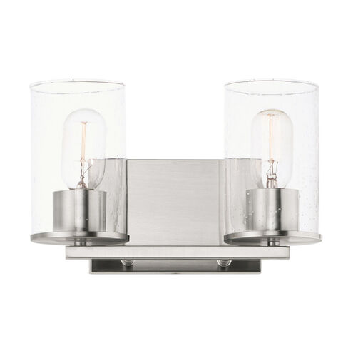 Sleek 2 Light 12 inch Satin Nickel Bath Vanity Wall Light