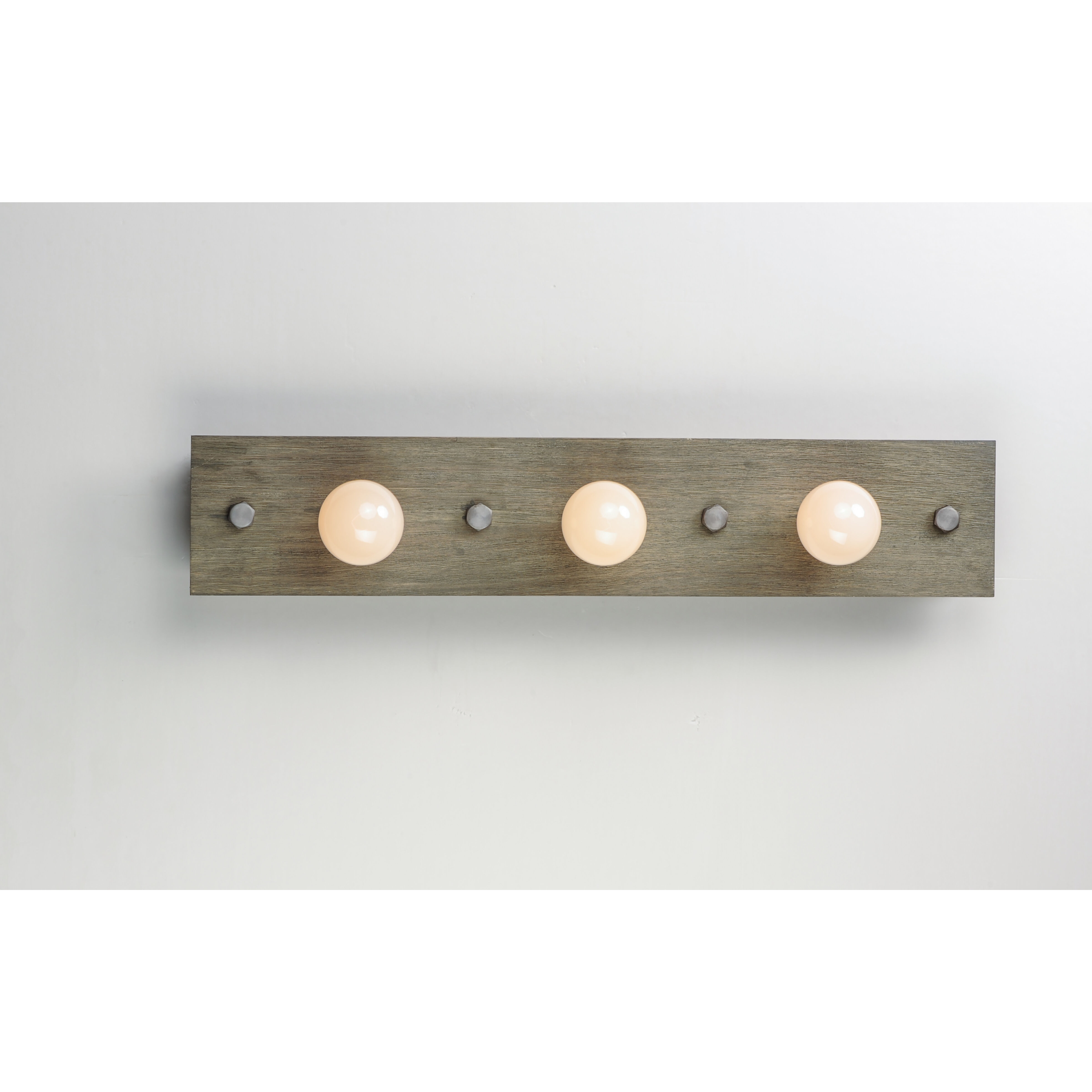 Plank 3 Light 30 inch Weathered Wood/Antique Brass Vanity Light Wall Light
