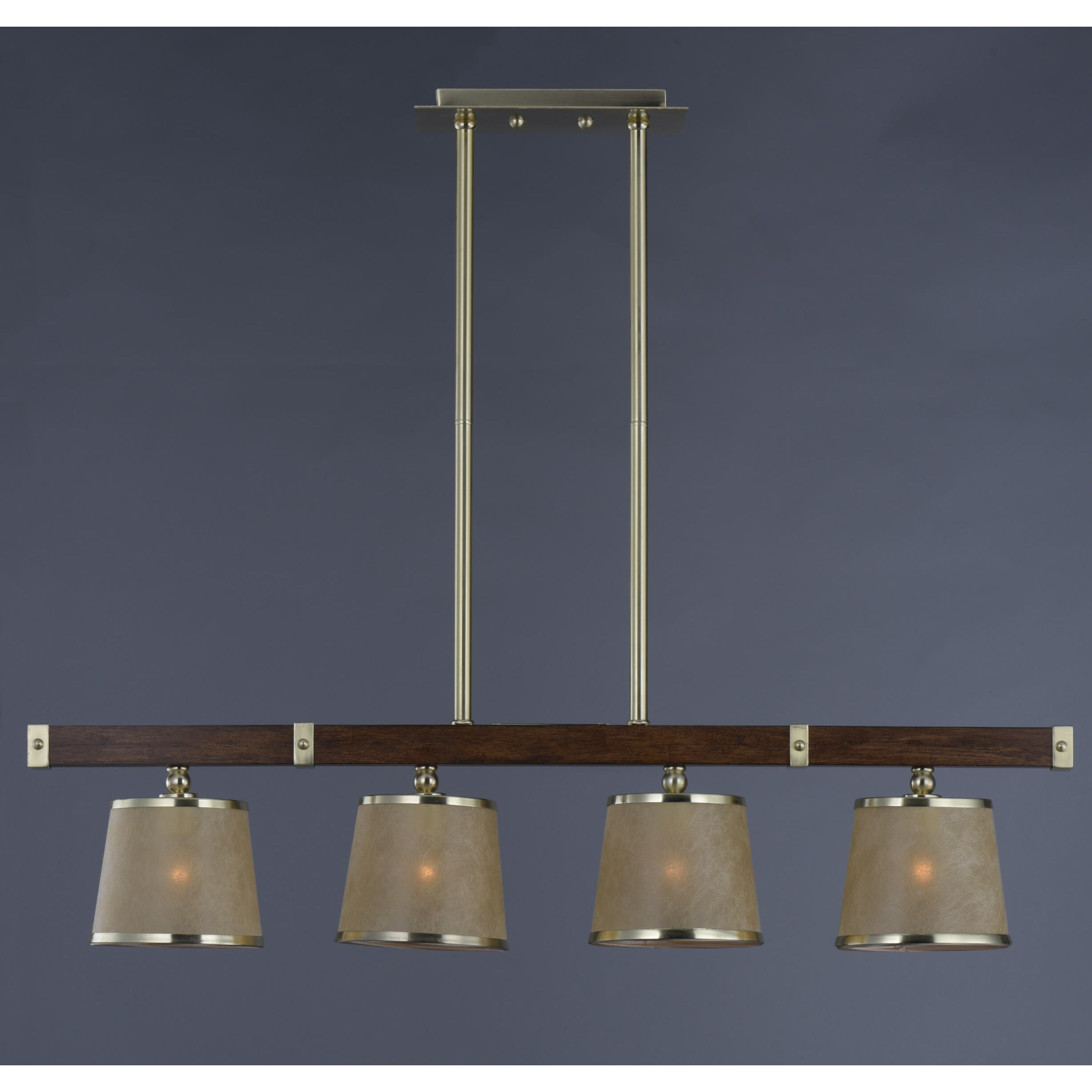 Maritime 4 Light 7.25 inch Antique Pecan/Satin Brass Single-Tier Chandelier Ceiling Light
