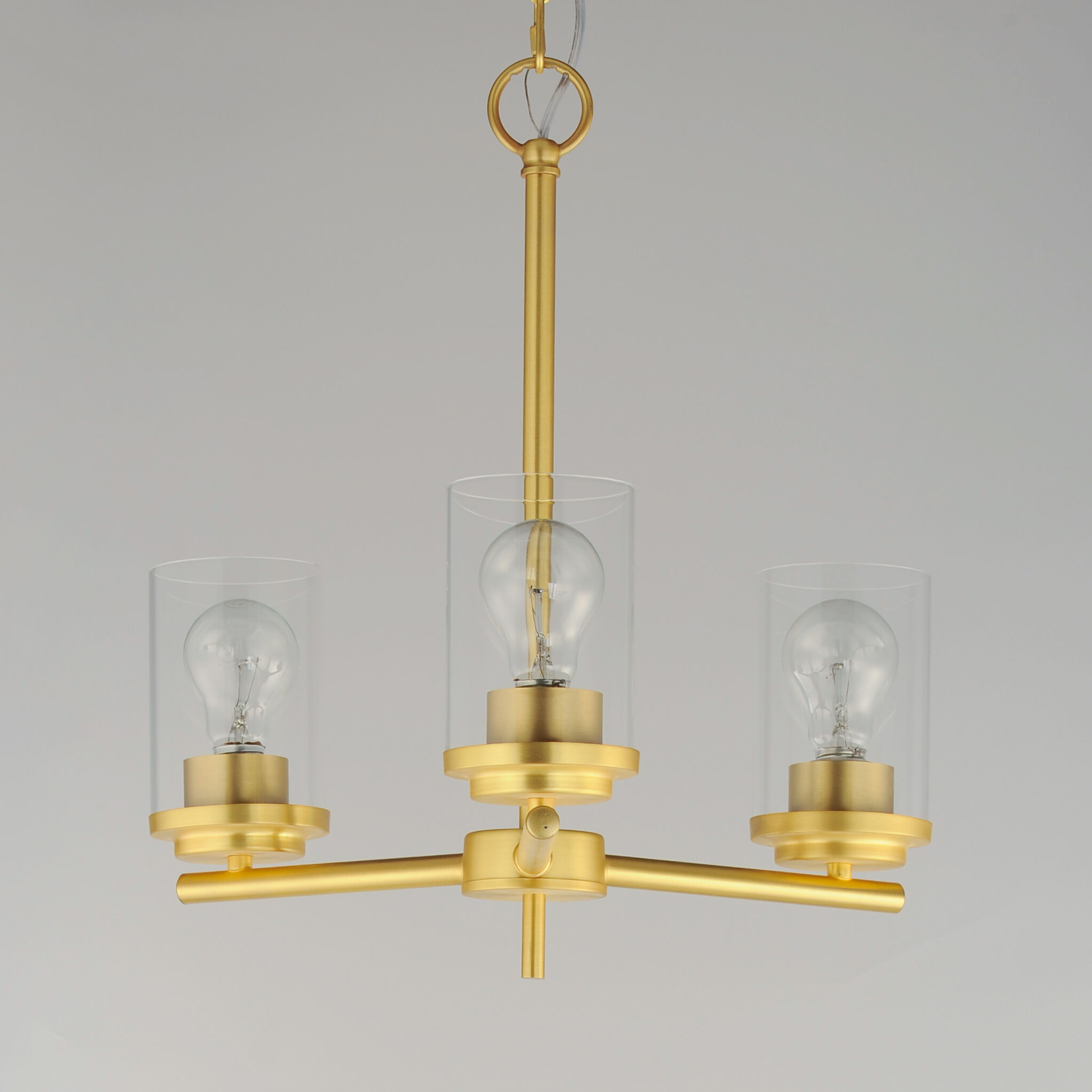 Corona 3 Light 16.5 inch Satin Brass Single-Tier Chandelier Ceiling Light in Clear
