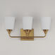Hudson 3 Light 20.5 inch Natural Aged Brass Bath Vanity Wall Light in Satin White
