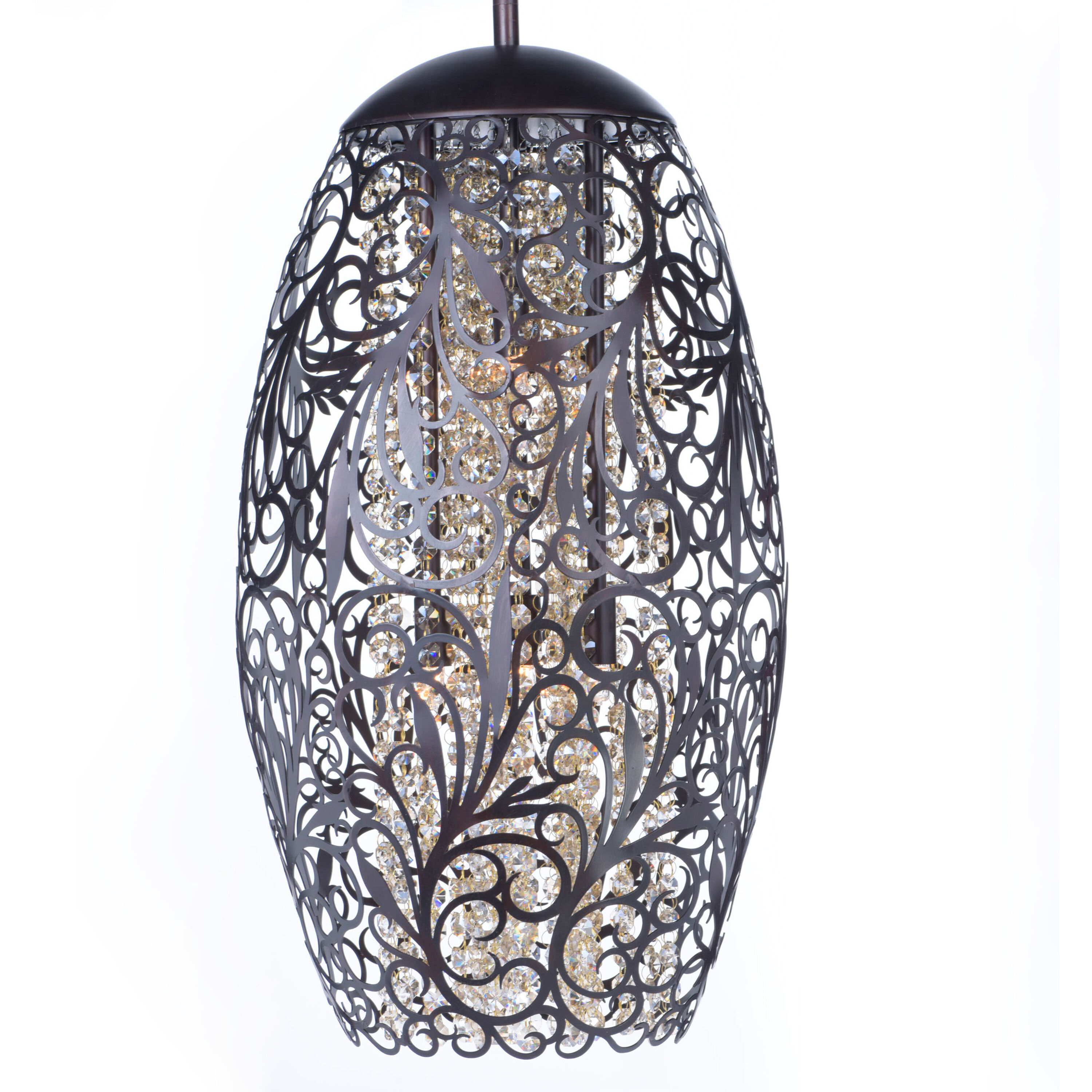 Arabesque 1 Light 6.5 inch Oil Rubbed Bronze Mini Pendant Ceiling Light in Cognac