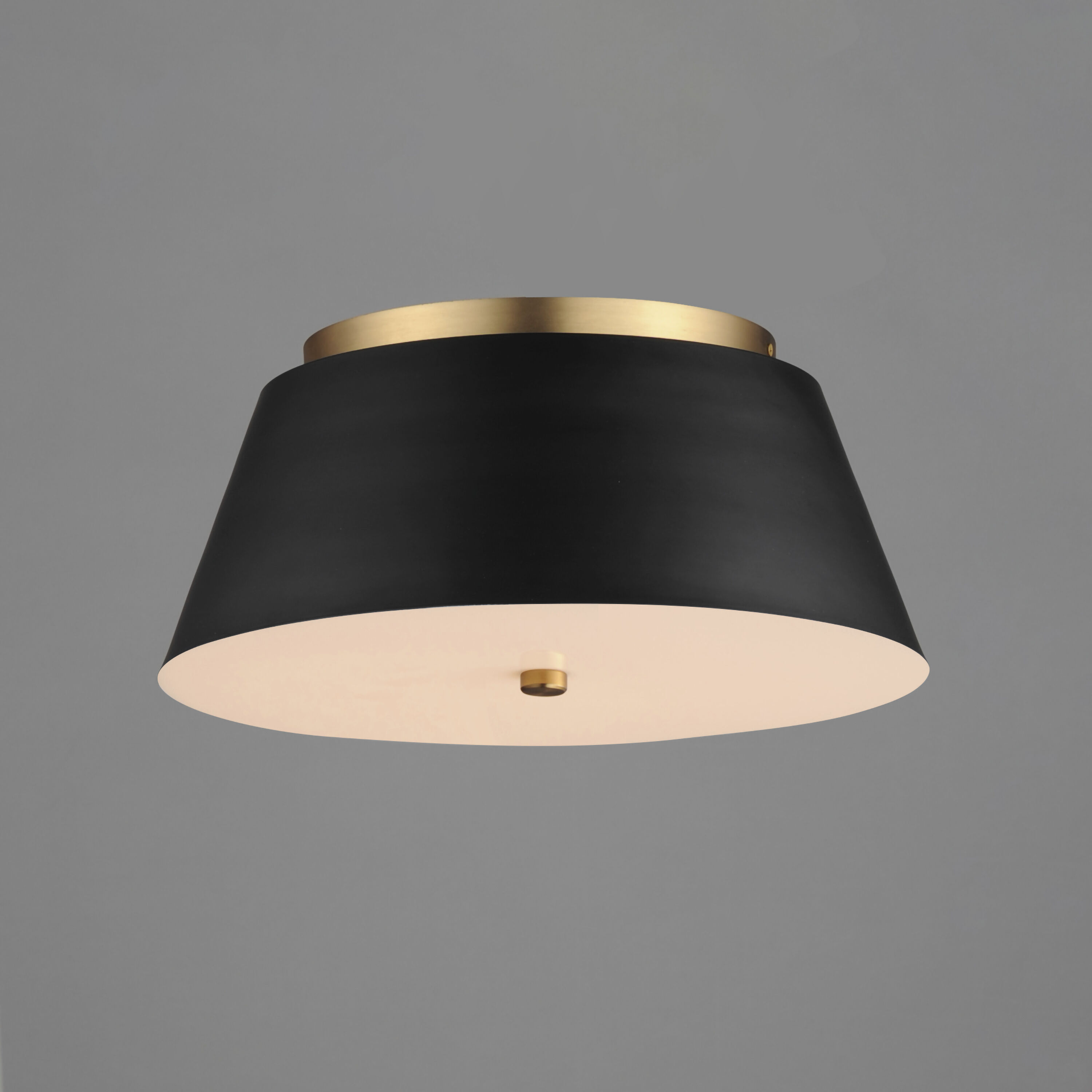 Miles LED 16 inch Black and Natural Aged Brass Flush Mount Ceiling Light