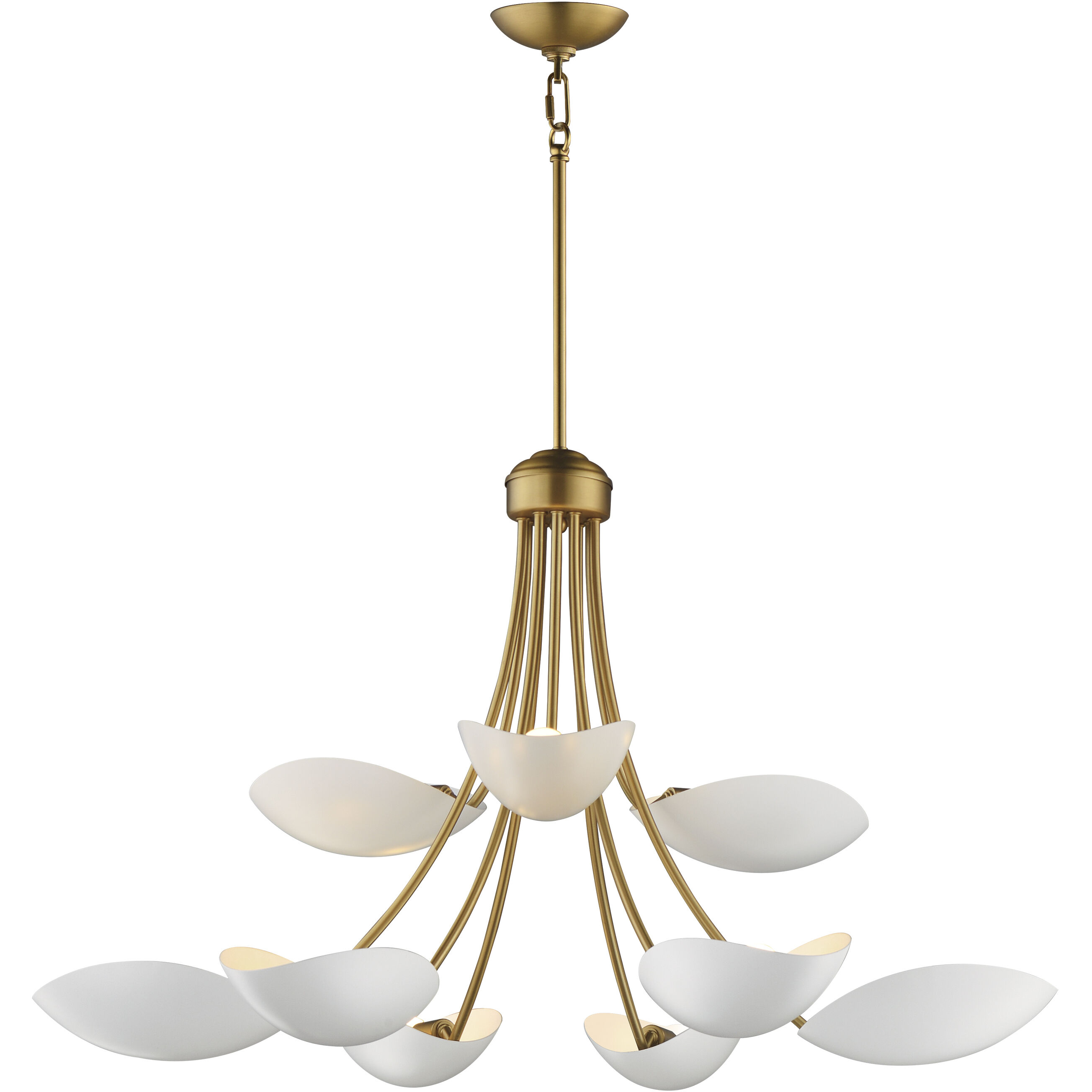 Maris 9 Light 33.5 inch White and Natural Aged Brass Multi-Tier Chandelier Ceiling Light