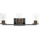 Sleek 3 Light 24 inch Antique Brass and Black Bath Vanity Wall Light
