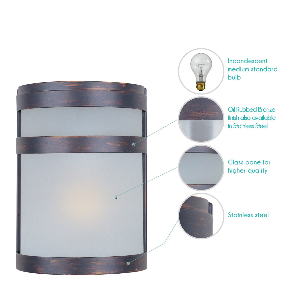 Arc 1 Light 9 inch Oil Rubbed Bronze Outdoor Wall Mount