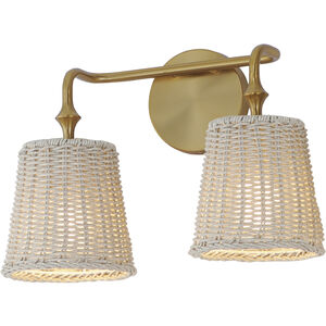 Baja 2 Light 14.75 inch Natural Aged Brass Bath Vanity Wall Light
