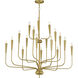 Vela 18 Light 40 inch Satin Brass Single-Tier Chandelier Ceiling Light
