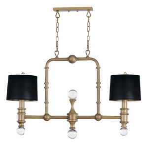 Saloon 2 Light 42 inch Weathered Brass Linear Pendant Ceiling Light
