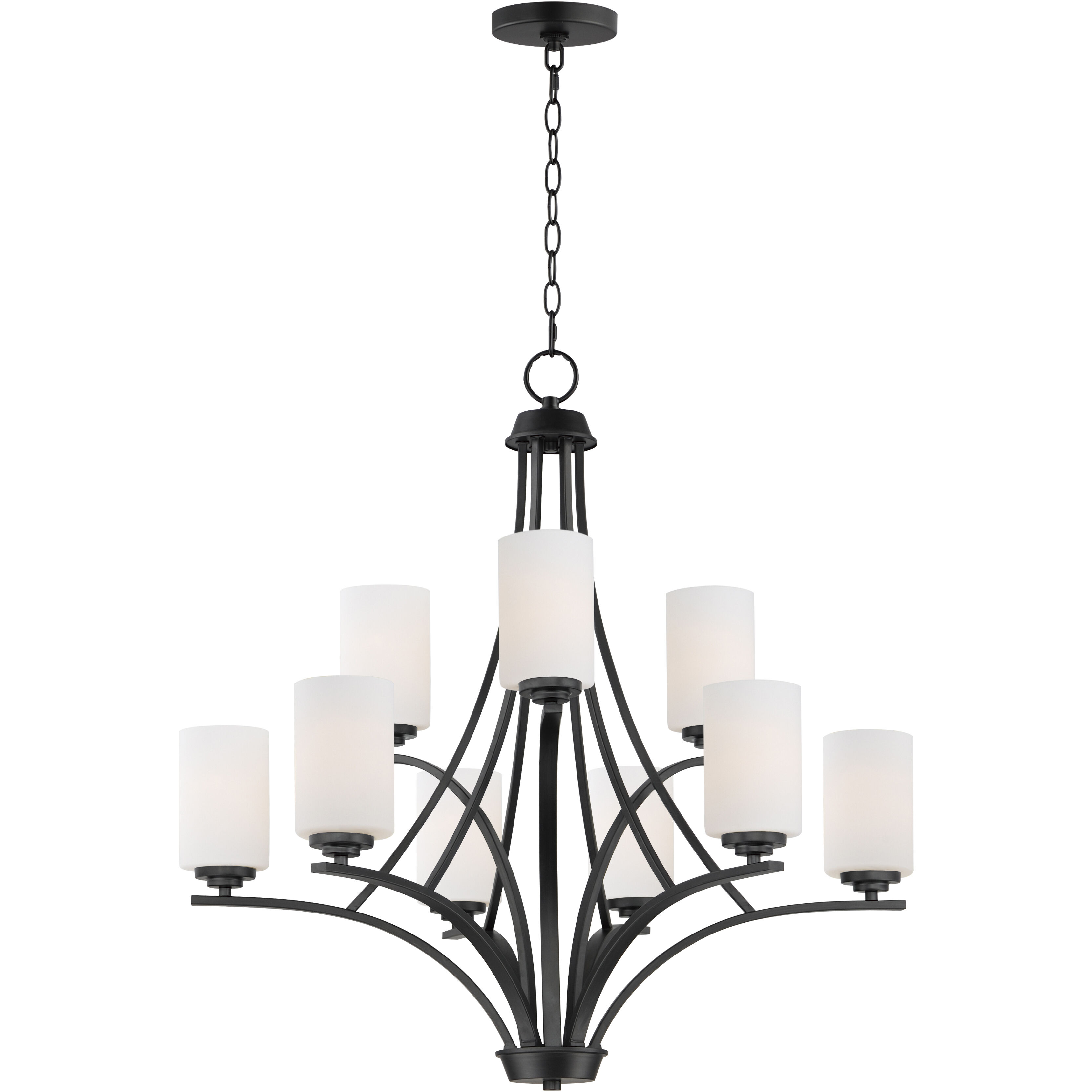 Deven 9 Light 32 inch Black Multi-Tier Chandelier Ceiling Light