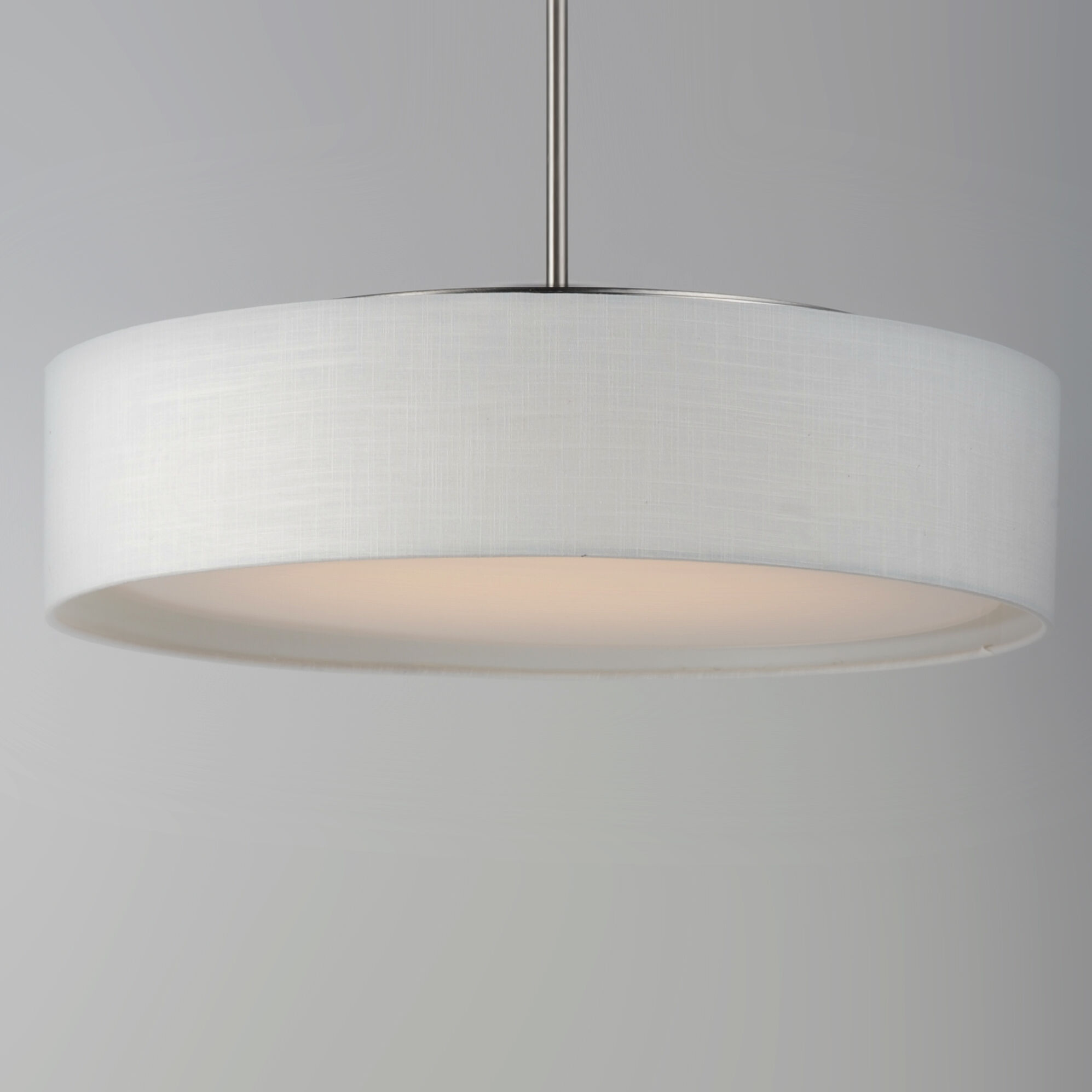 Prime LED 16 inch Satin Nickel Single Pendant Ceiling Light in White Linen