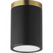 Dapper 1 Light 4.75 inch Black and Antique Brass Semi-Flush Mount Ceiling Light