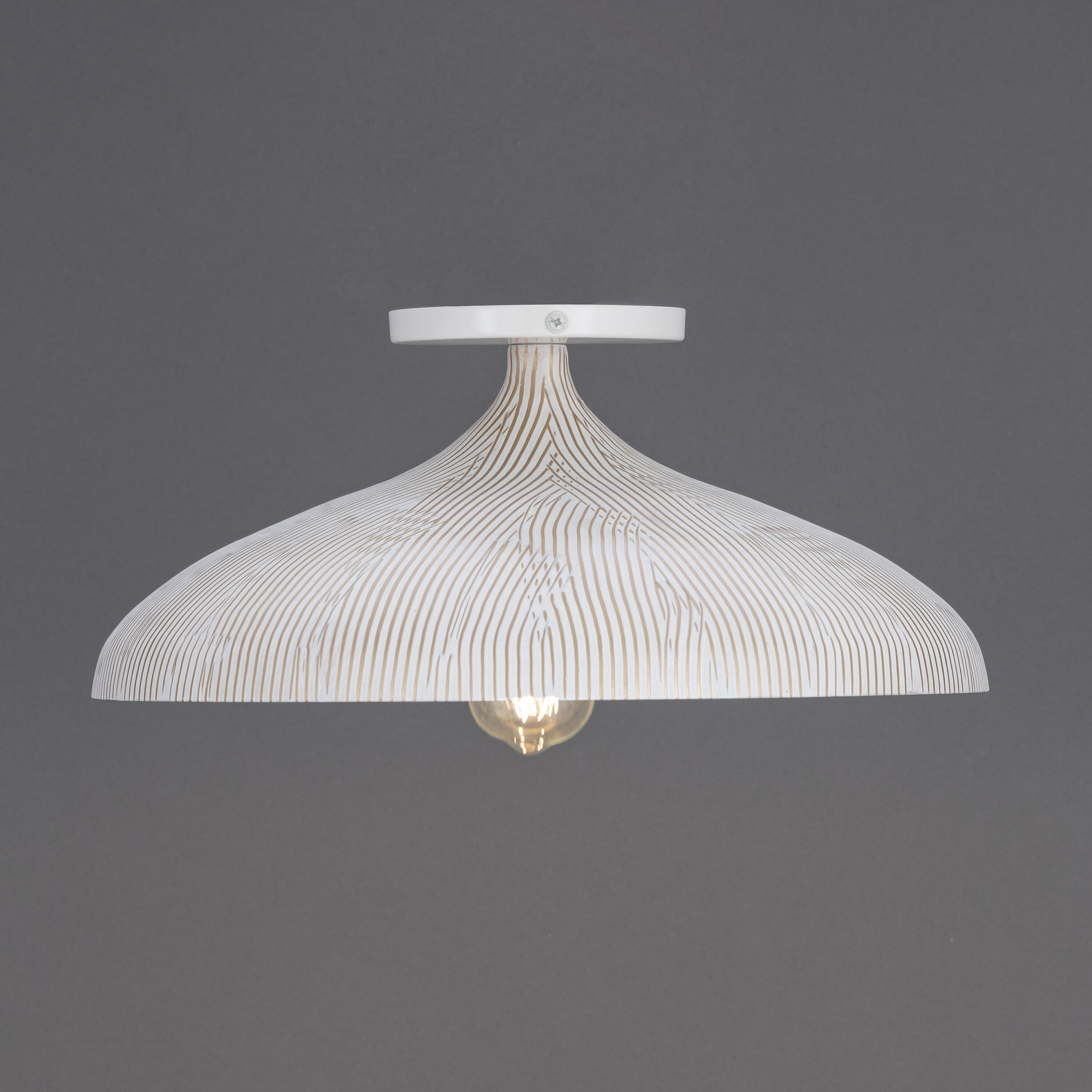 Fleur 1 Light 15.5 inch White and Gold Flush Mount Ceiling Light