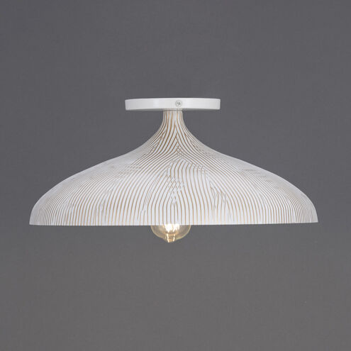 Fleur 1 Light 15.5 inch White and Gold Flush Mount Ceiling Light