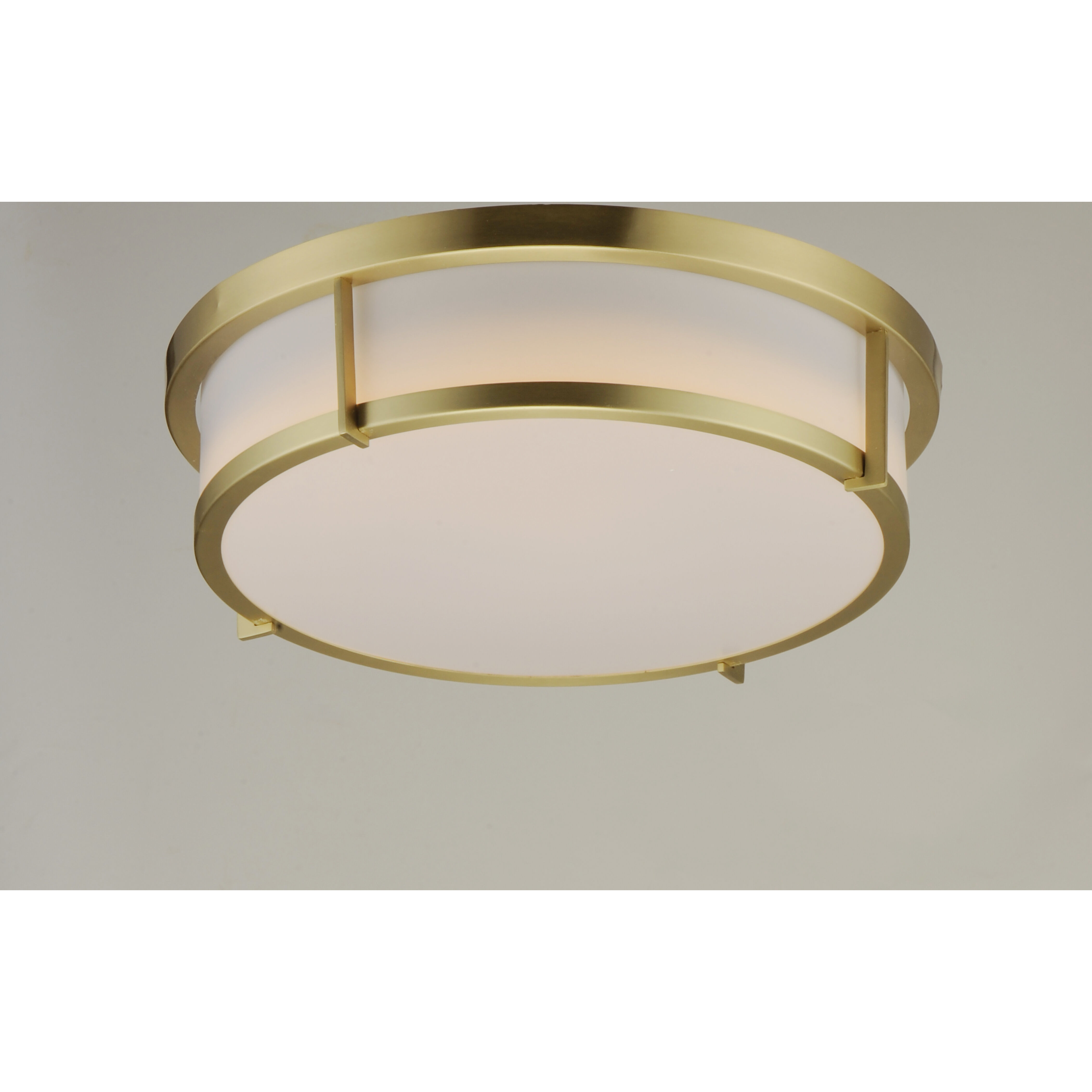 Rogue E26 2 Light 13 inch Satin Brass Flush Mount Ceiling Light