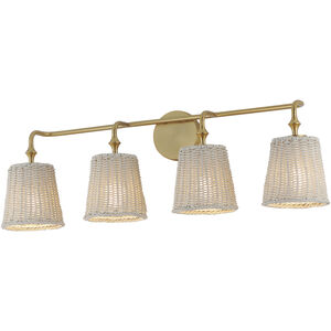 Baja 4 Light 33.25 inch Natural Aged Brass Bath Vanity Wall Light
