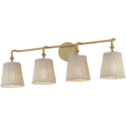 Baja 4 Light 33.25 inch Natural Aged Brass Bath Vanity Wall Light
