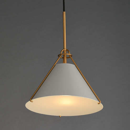 Lucas 1 Light 13.25 inch Light French Gray and Natural Aged Brass Single Pendant Ceiling Light