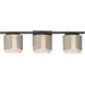 Draughtsman 3 Light 27 inch Natural Wood and Charcoal Bath Vanity Wall Light in Satin White