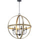Compass 6 Light 30 inch Barn Wood and Black Single Pendant Ceiling Light