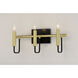 Sullivan 3 Light 16.25 inch Black and Gold Bath Vanity Wall Light