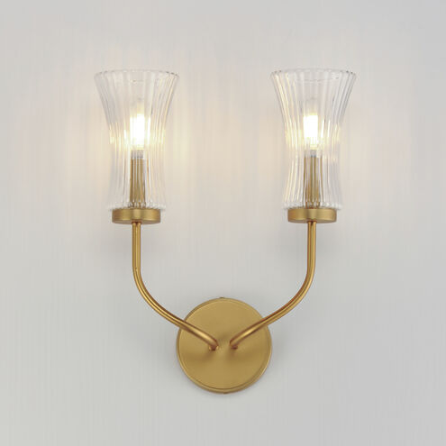 Camelot 2 Light 15 inch Natural Aged Brass Wall Sconce Wall Light