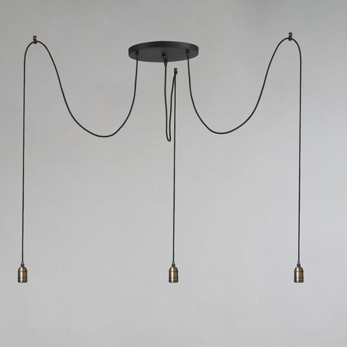 Early Electric 3 Light 12 inch Black/Antique Brass Multi-Light Pendant Ceiling Light