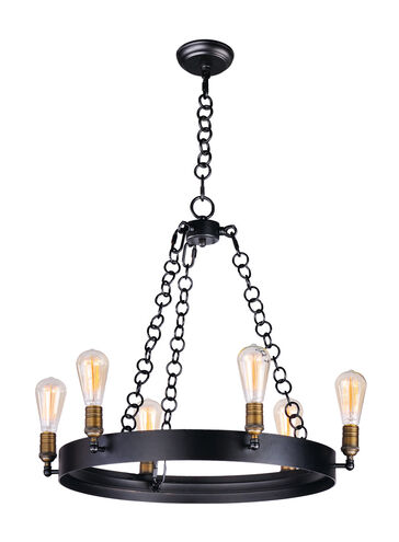 Noble 6 Light 26 inch Black/Natural Aged Brass Chandelier Ceiling Light in Medium Base Incandescent