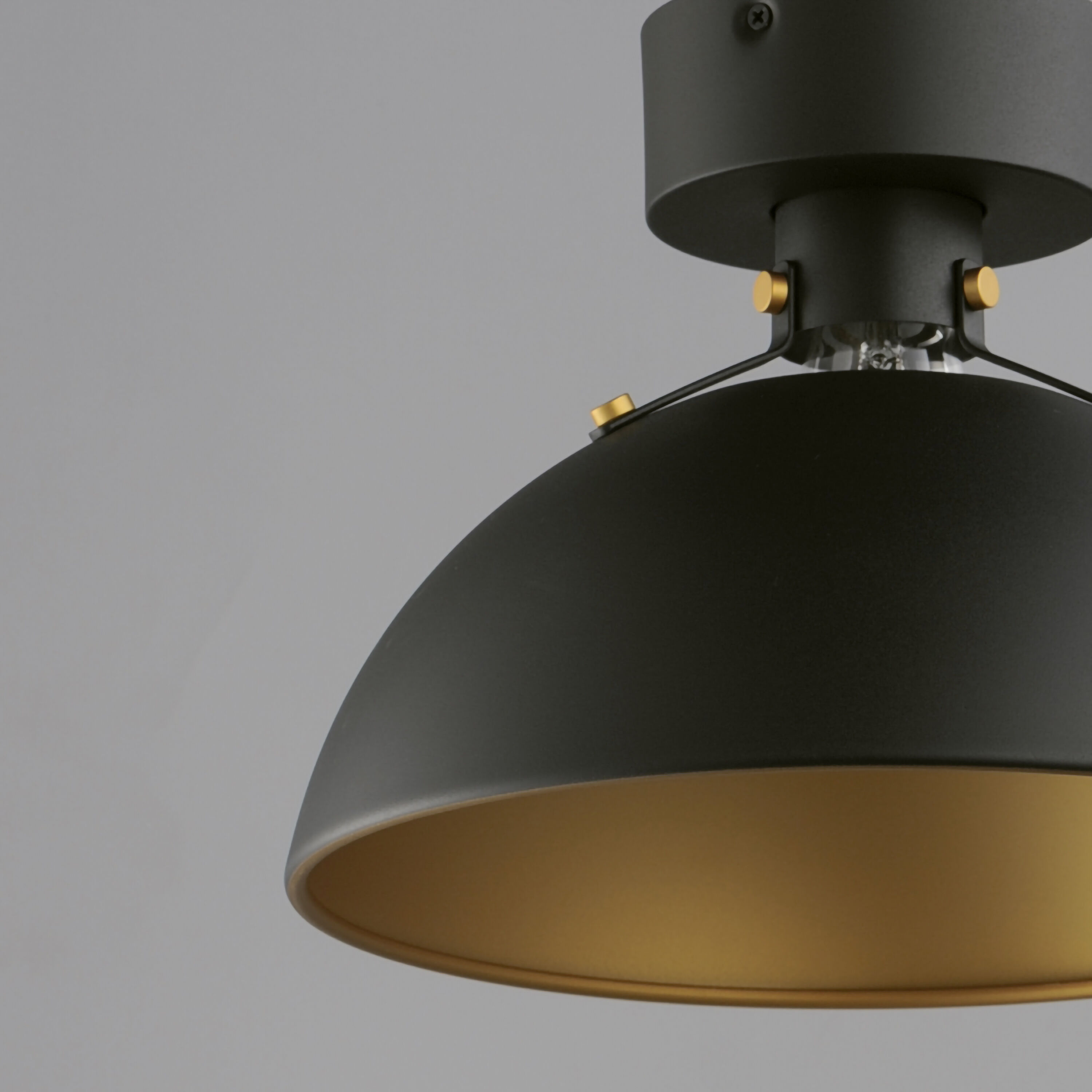 Dawn 1 Light 12 inch Antique Brass/Black Semi-Flush Mount Ceiling Light
