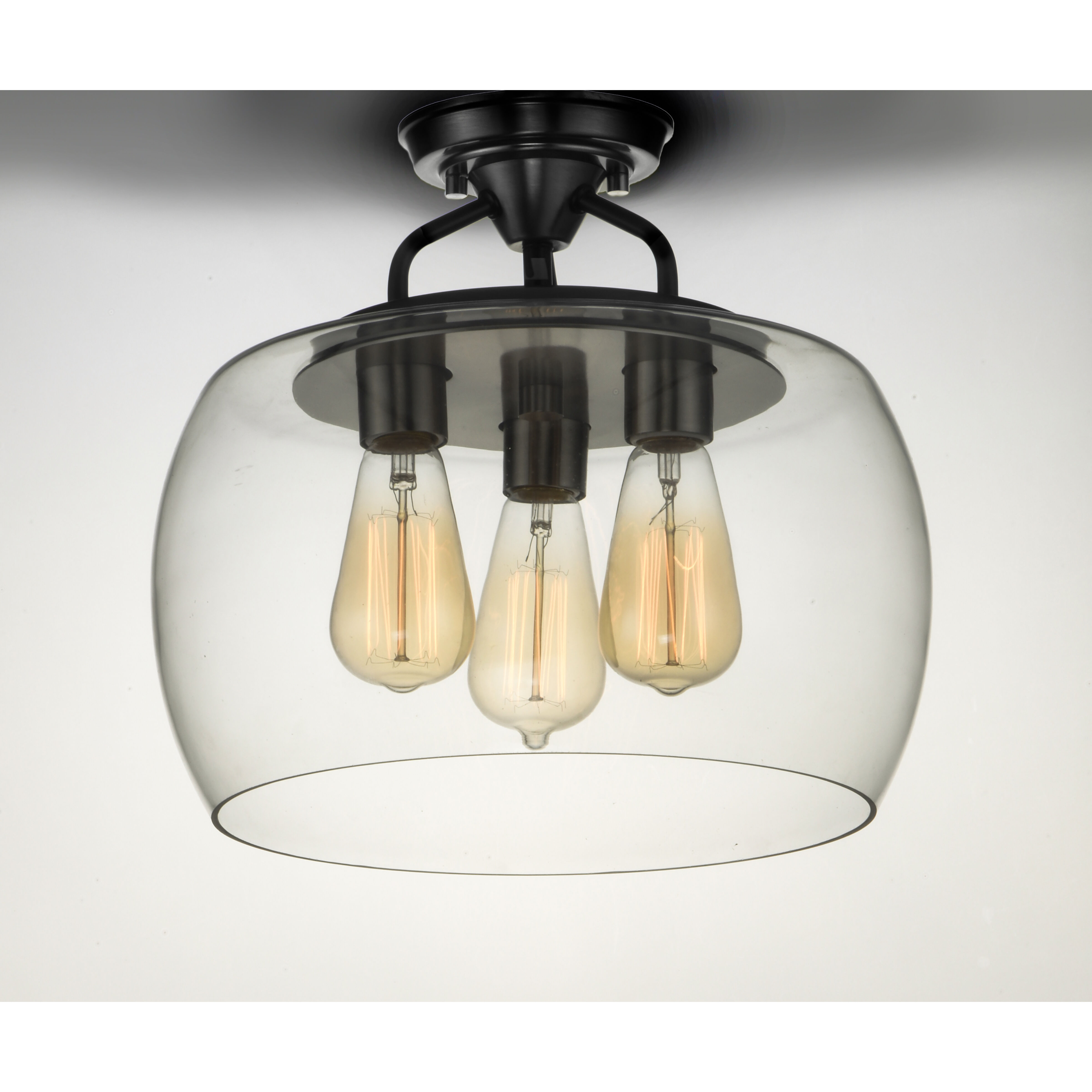 Goblet 3 Light 14 inch Black/Satin Nickel Semi-Flush Mount Ceiling Light in Black and Satin Nickel