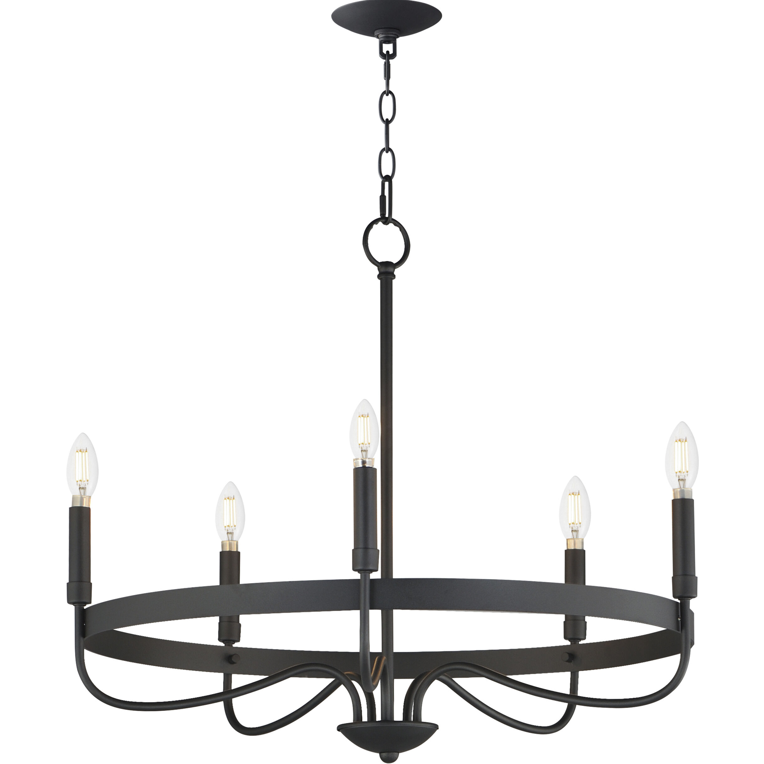 Frankie 5 Light 26 inch Black Single-Tier Chandelier Ceiling Light