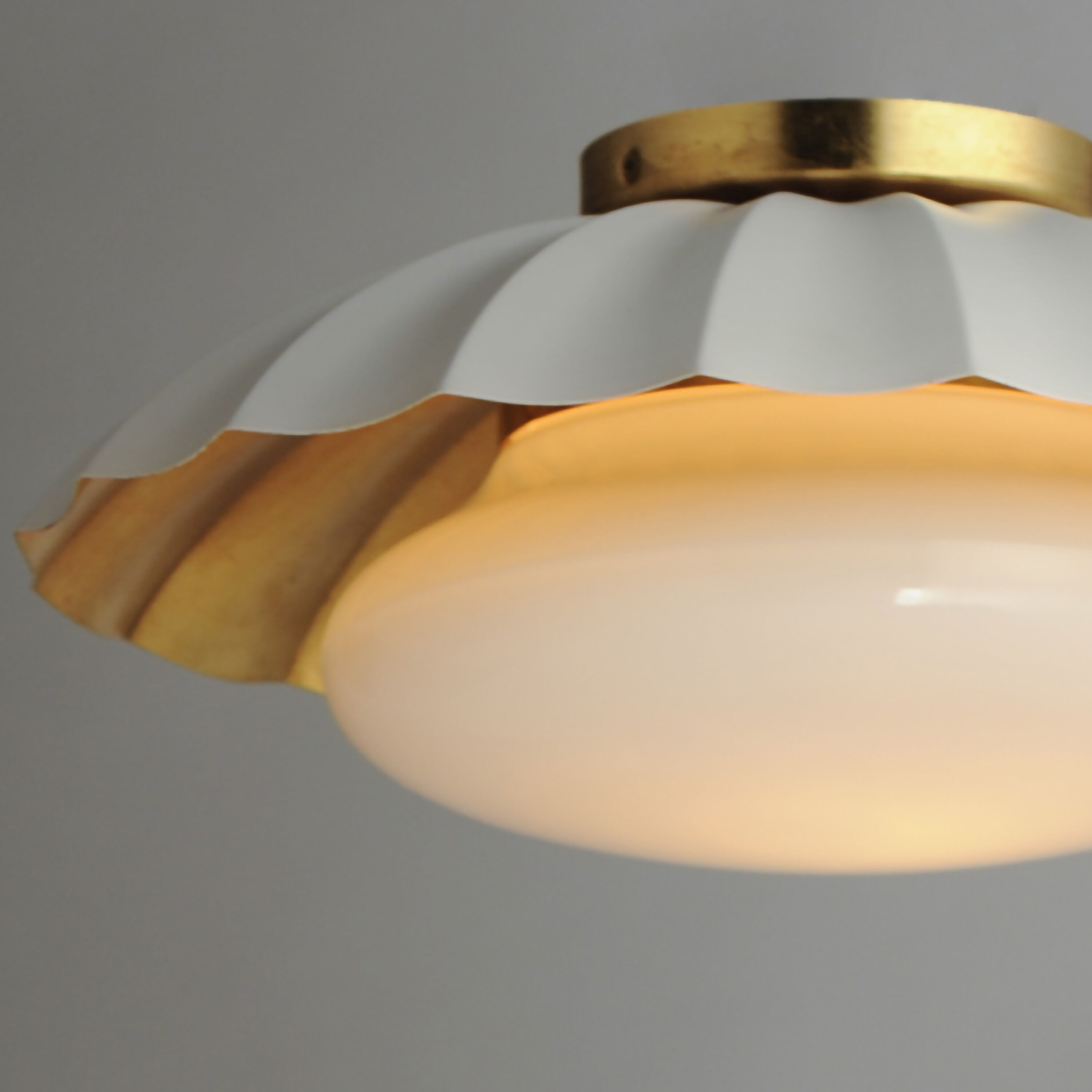 Primrose 1 Light 16 inch Matte White and Gold Leaf Flush Mount Ceiling Light