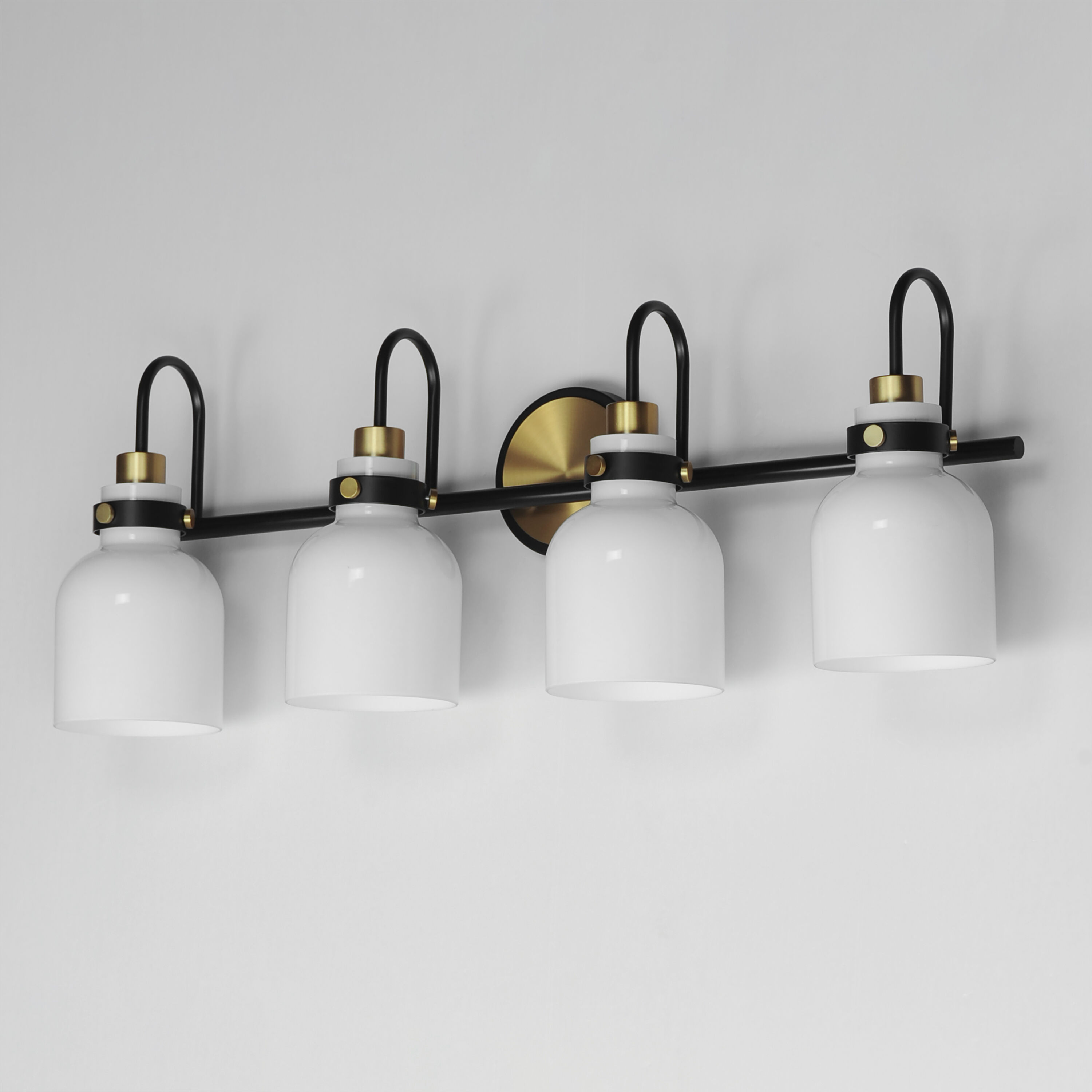 Milk 4 Light 30.5 inch Satin Brass Bath Vanity Light Wall Light in Black and Satin Brass