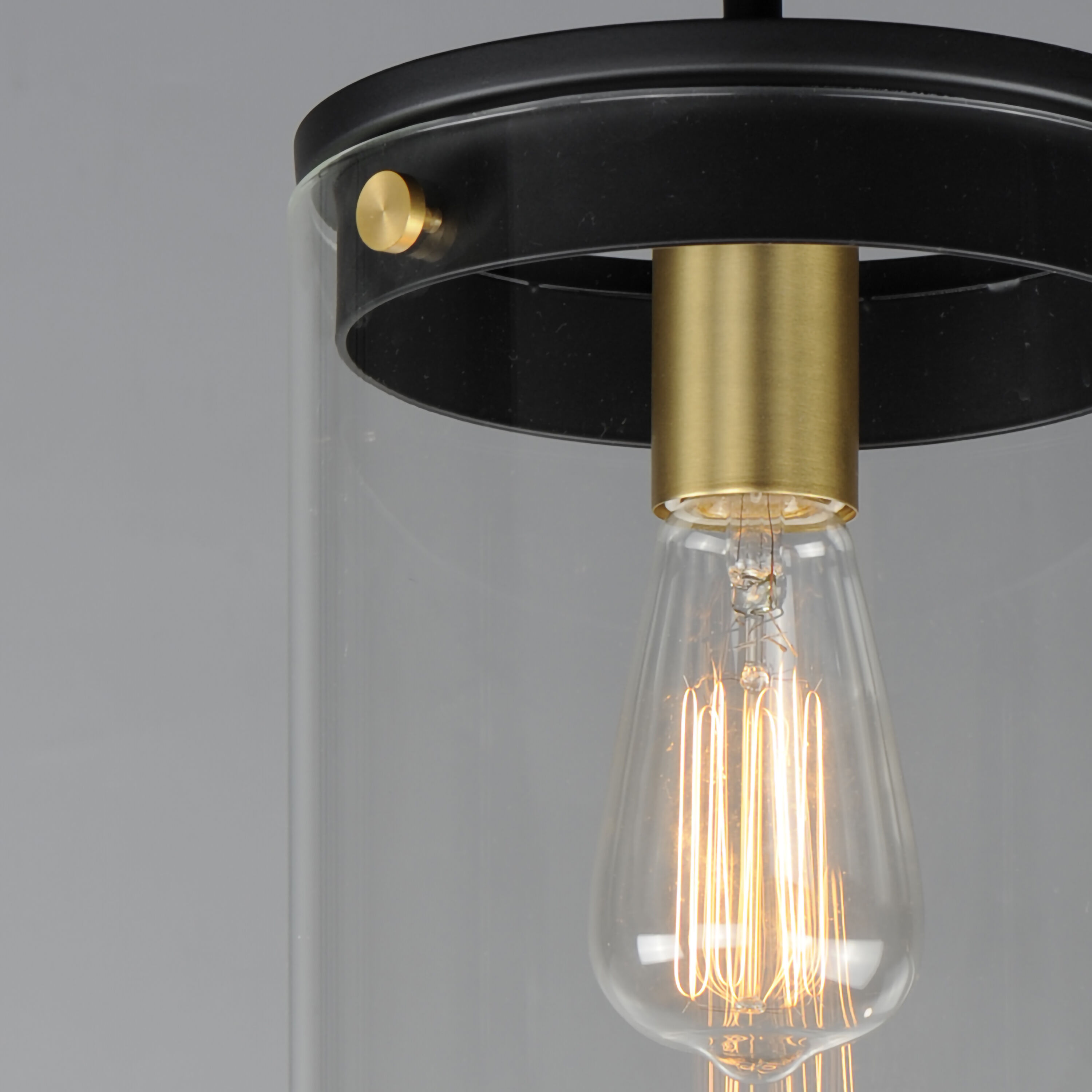 Pinn 1 Light 8 inch Black/Satin Brass Single Pendant Ceiling Light