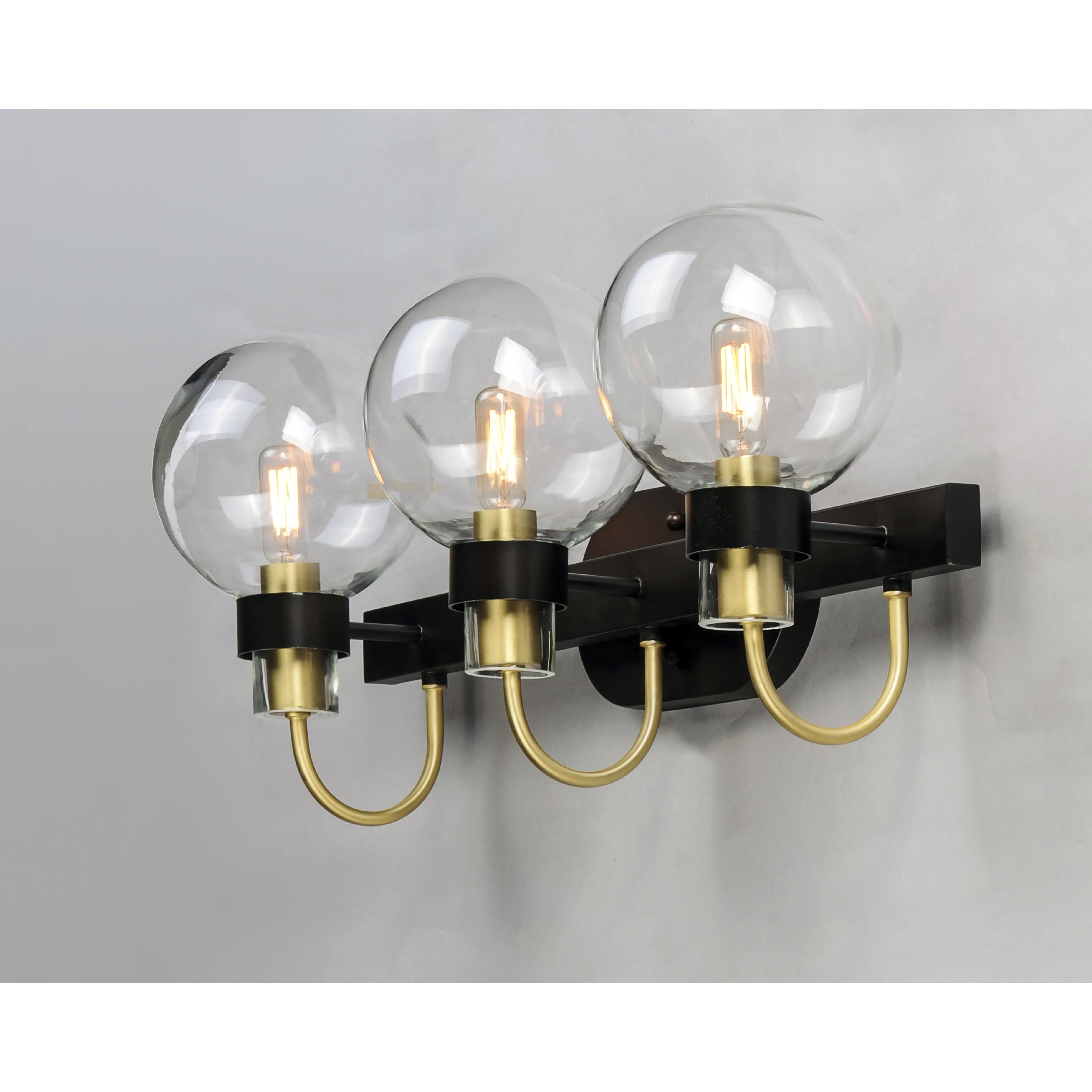 Bauhaus 3 Light 23 inch Bronze/Satin Brass Bath Vanity Wall Light