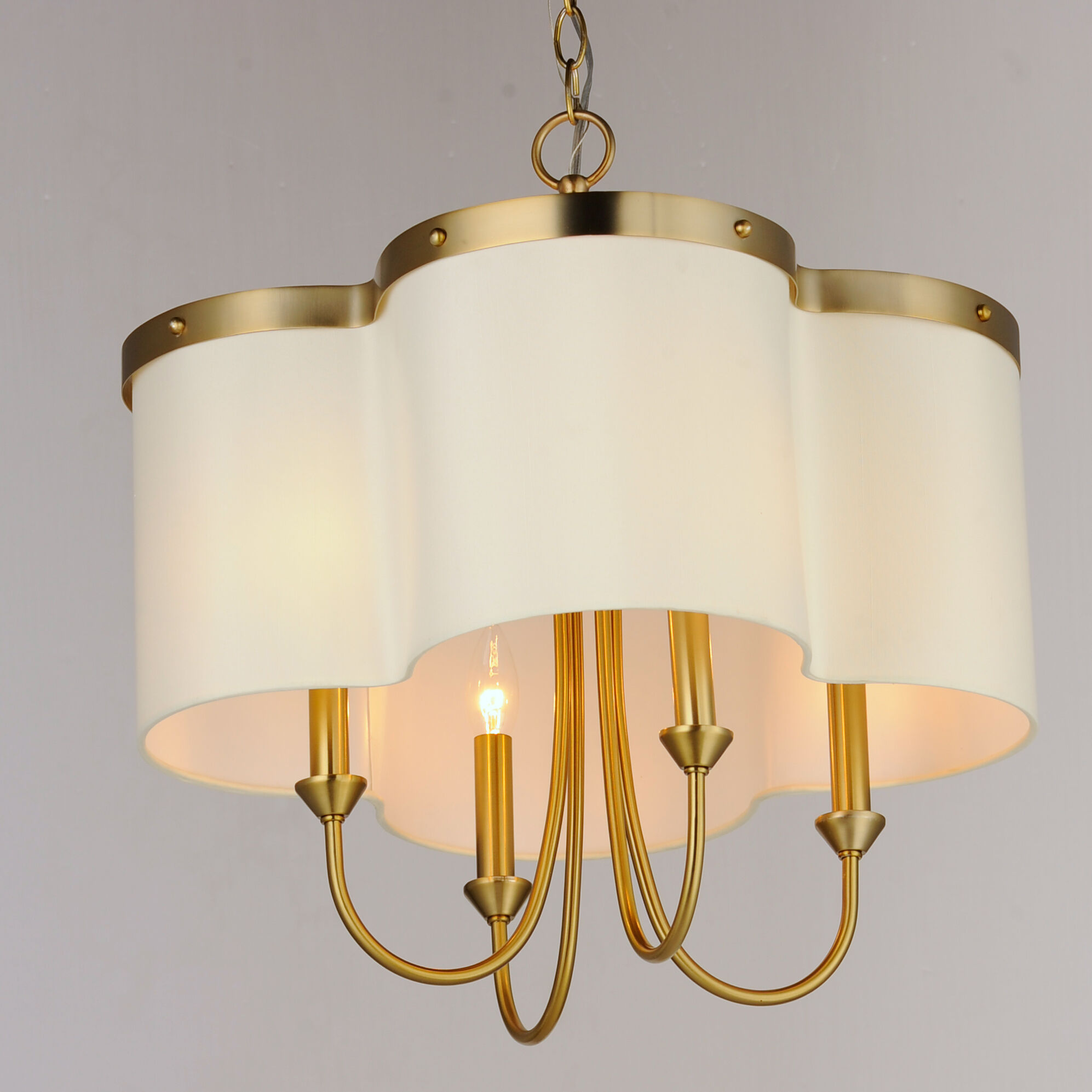 Clover 4 Light 20 inch Satin Brass Chandelier Ceiling Light