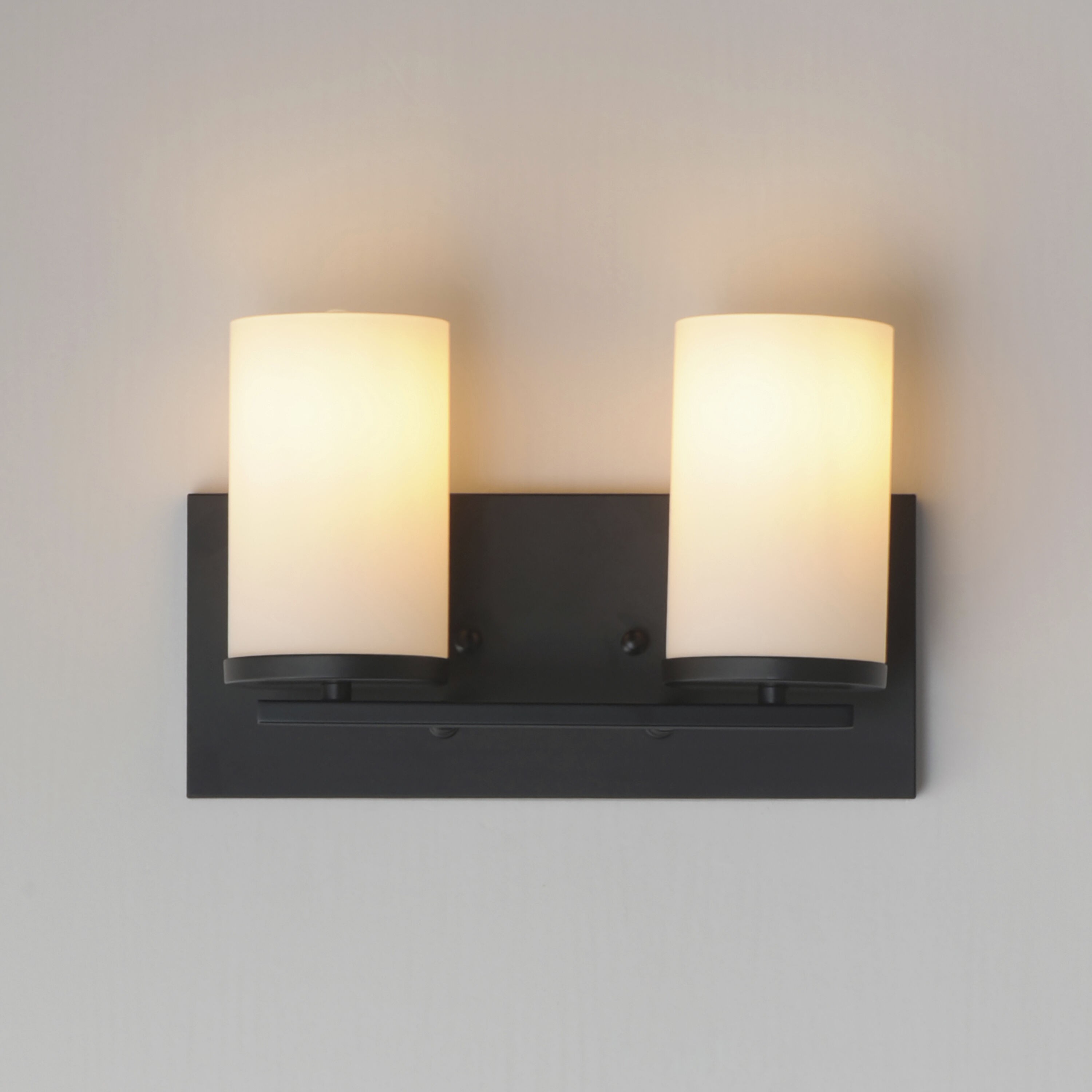 Lateral 2 Light 12 inch Black Bath Vanity Wall Light in Satin White
