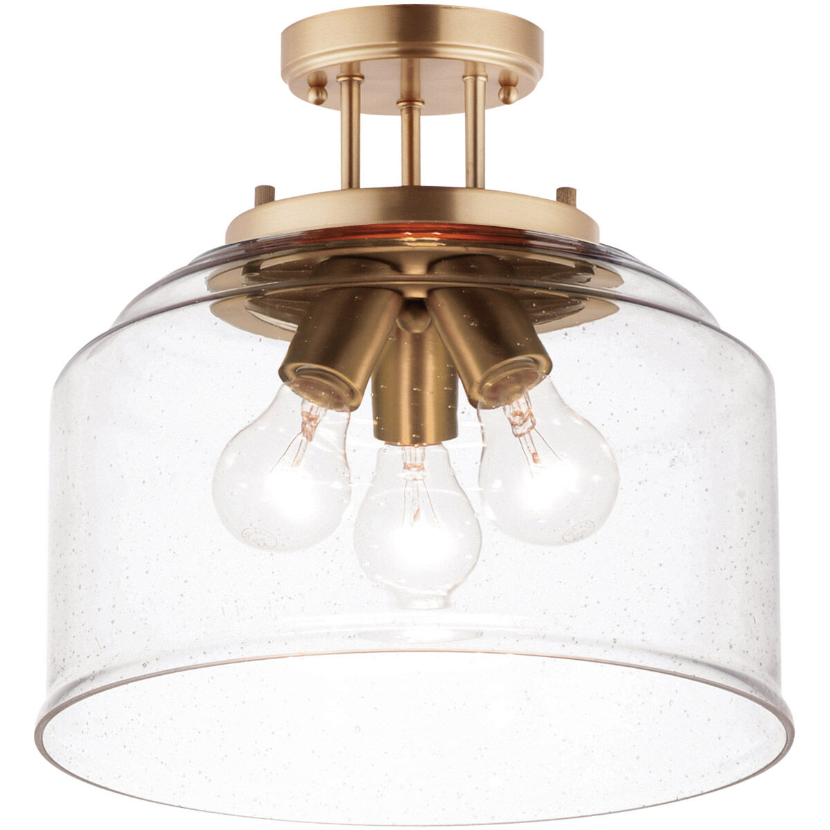 Acadia 3 Light 13 inch Heritage Semi-Flush Mount Ceiling Light