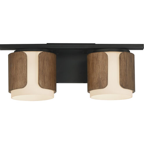 Draughtsman 2 Light 18 inch Walnut and Black Bath Vanity Light Wall Light in Satin White