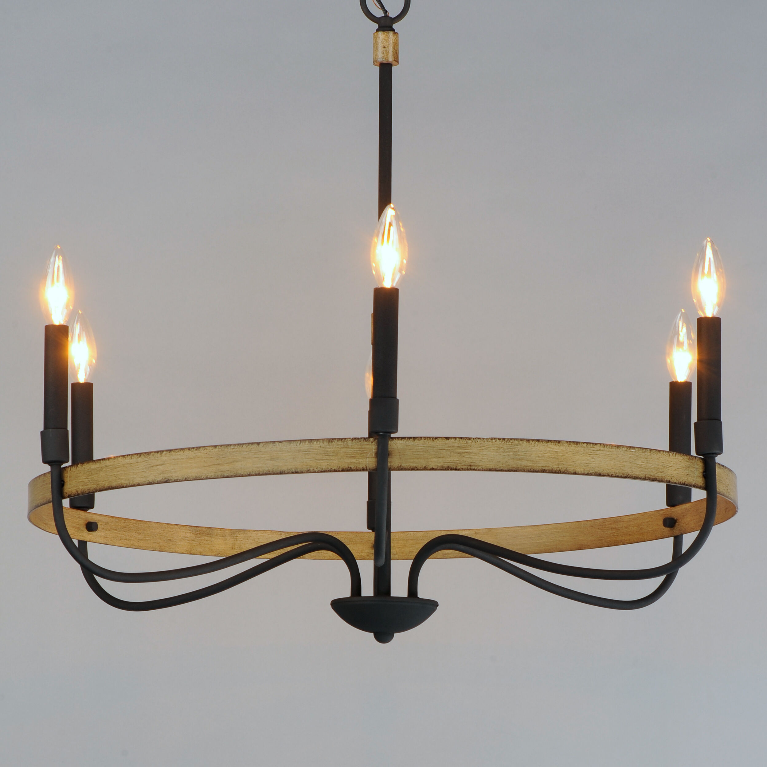 Franklin 6 Light 29 inch Driftwood/Black Chandelier Ceiling Light