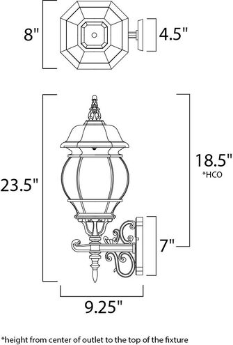 Crown Hill 3 Light 24 inch Black Outdoor Wall Mount