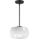 Glazed 1 Light 11 inch White and Black Single Pendant Ceiling Light