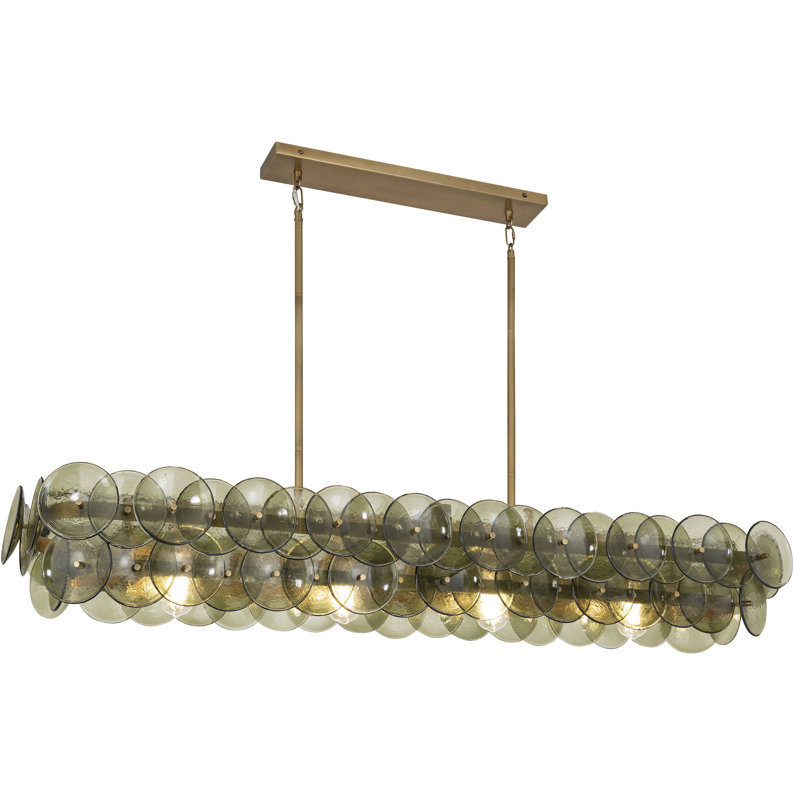 Loren 4 Light 54 inch Weathered Brass Linear Pendant Ceiling Light
