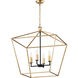 Abode 4 Light 24.5 inch Gold Leaf and Textured Black Chandelier Ceiling Light