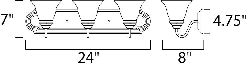 Essentials - 801x 3 Light 24 inch Satin Nickel Bath Light Wall Light in Marble