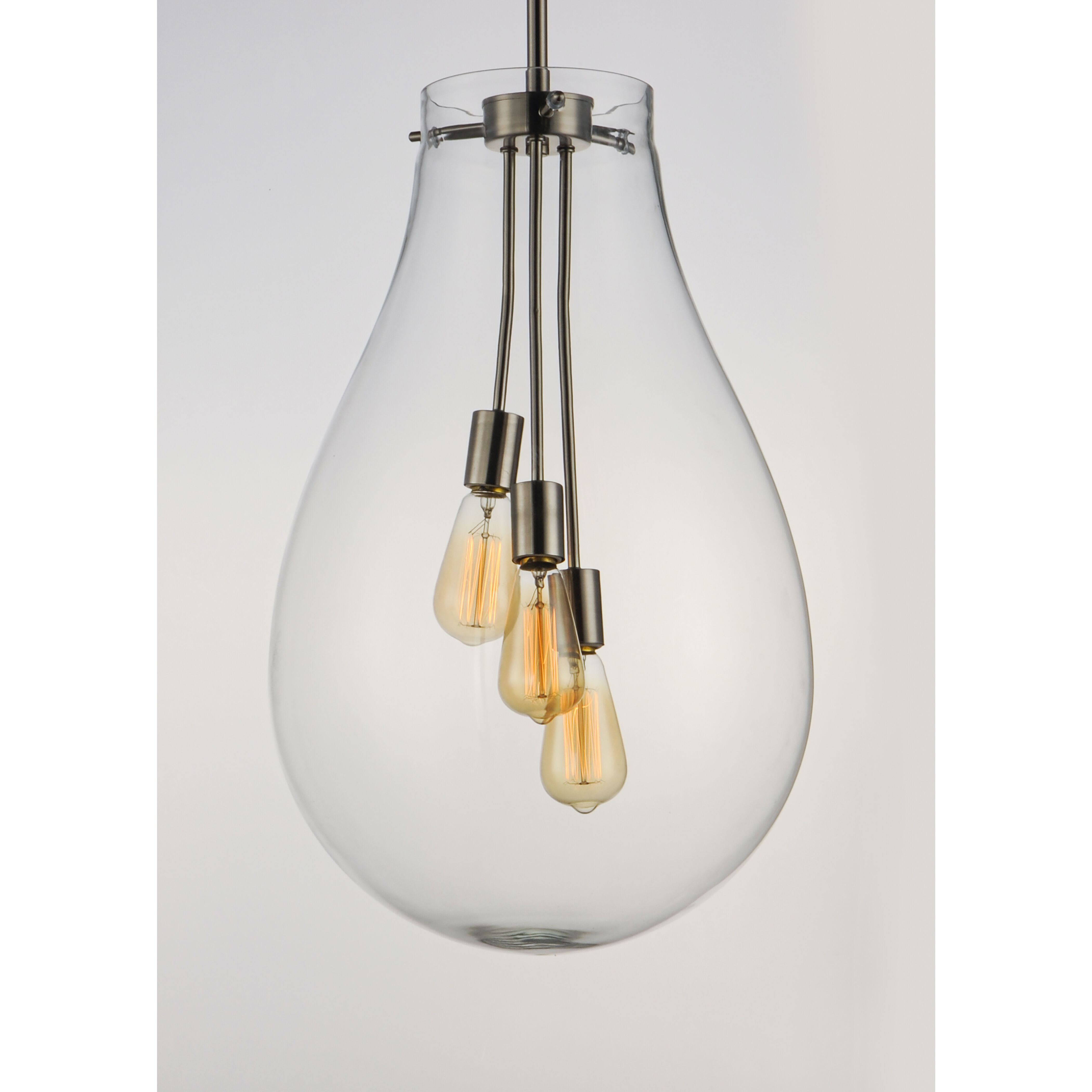 Gourd 3 Light 16 inch Satin Nickel Multi-Light Pendant Ceiling Light
