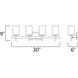 Tetra 4 Light 30 inch Satin Nickel Bath Vanity Wall Light in White Linen