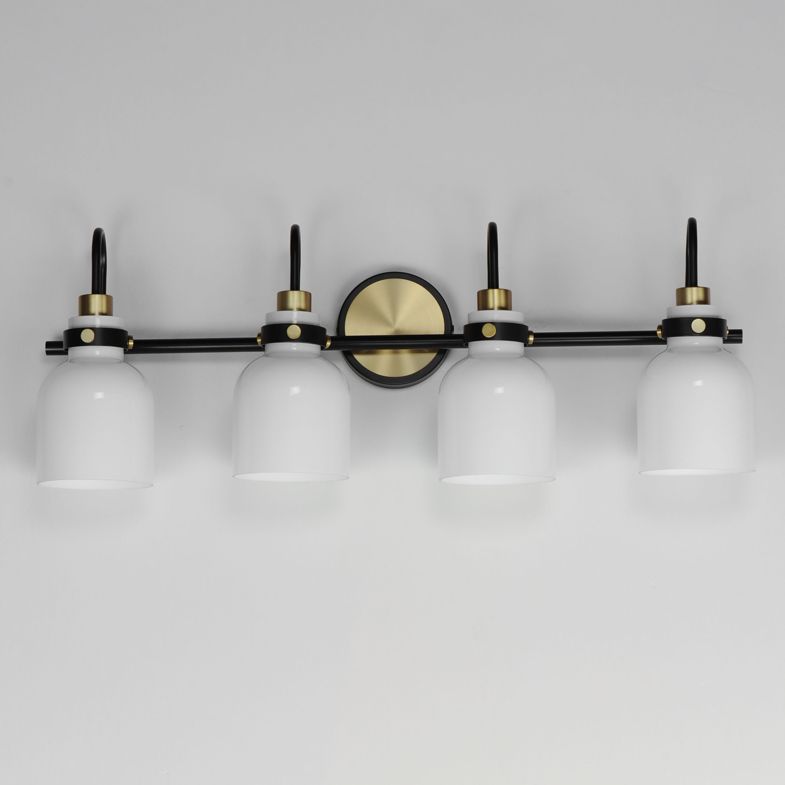 Milk 4 Light 30.5 inch Satin Brass Bath Vanity Light Wall Light in Black and Satin Brass