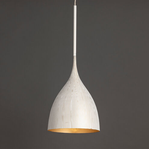 Fleur 1 Light 12.25 inch White and Gold Single Pendant Ceiling Light
